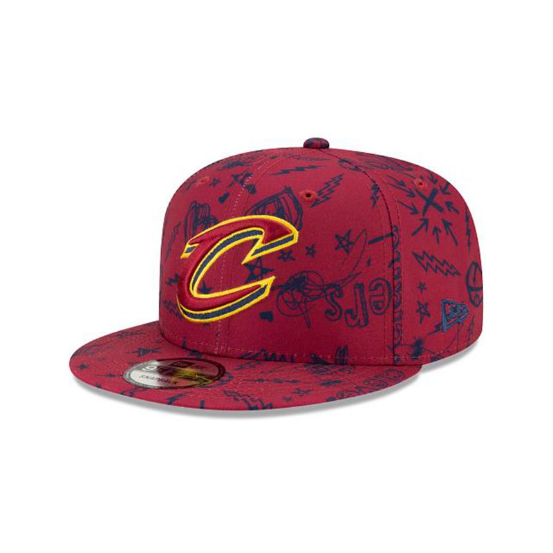 NBA Cleveland Cavaliers Doodle 9Fifty Snapback (YCM7358) - Red New Era Caps